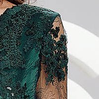 Zöld hosszú alkalmi harang ruha csipkés taft anyagból