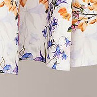 Dress short cut elastic cloth with floral print cloche waist pleats