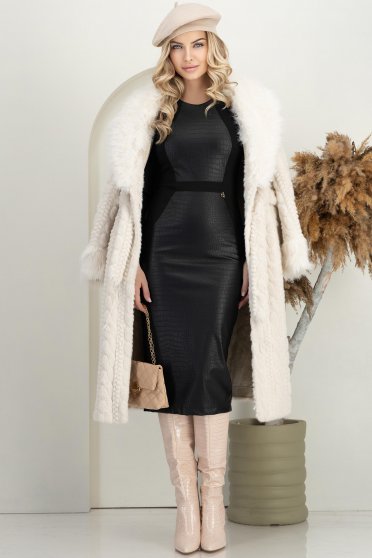 Outfit - šaty, dámská kožešina